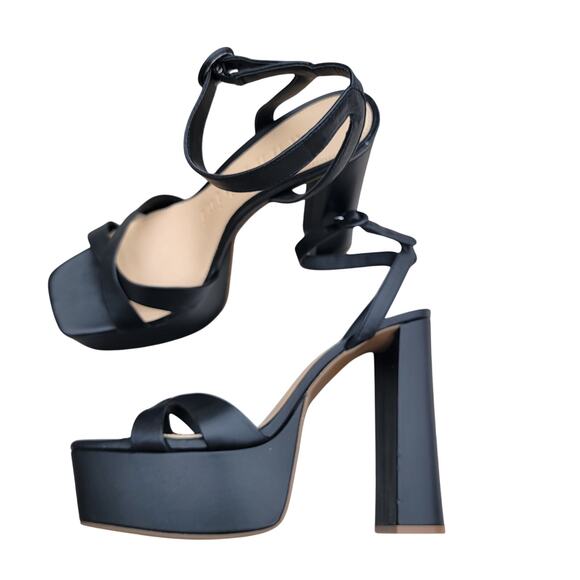 Gianni Bini Alize Leather Ankle Strap Platform Sandals Black Size 11 M - Picture 4 of 4